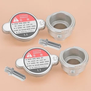 2x Aluminum Weld On Radiator Filler Neck 32mm 1.25" ID with 1.1 Radiator Cap A7 - Picture 1 of 6