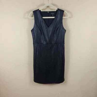 Mini Vestido Thaila Sodi Negro Imitación Cuero Línea A Talla S Foto 1 de 4