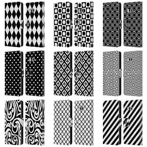 HEAD CASE DESIGNS BLACK AND WHITE PATTERNS LEATHER BOOK CASE FOR HTC PHONES 1 - Picture 1 of 7