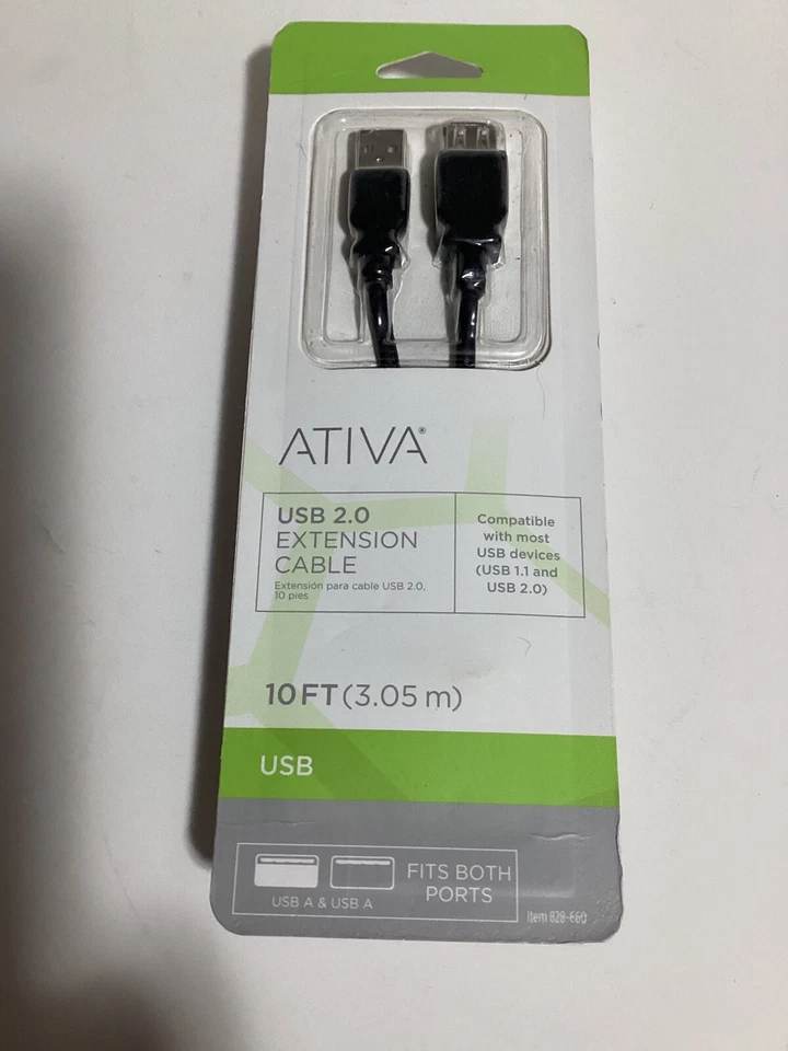 ATIVA USB 2.0 EXTENSION CABLE 10 FT - Image 1 of 1