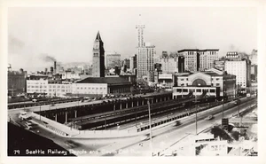 Postcard Seattle, Washington: Railroad Depot and Southern End Business District - Picture 1 of 3