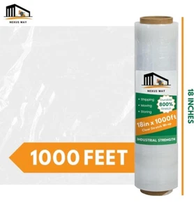 18" x 1000 FT 80 Gauge 1 Roll Pallet Wrap Stretch Film Hand Shrink Wrap Clear - Picture 1 of 5