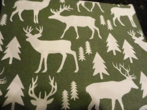 Neu Standardgröße Kissenbezüge MOOSEICHE Wildleben HIRSCH Tannenbäume grün creme - Bild 1 von 8