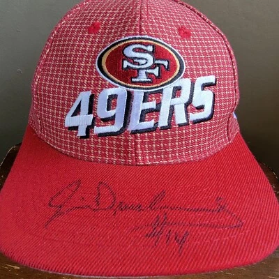 Gorra gorra vintage de los 90 de los San Francisco 49ers logotipo rejilla atlética NFL con tirantes firmada Foto 1 de 4