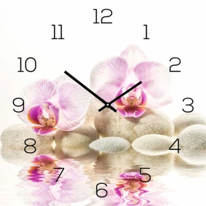 Orologio da parete in vetro 30x30 cm orologio come immagine in vetro rosa orchidea FengShui Wellness - Foto 1 di 5