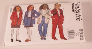 Amazing OOP BUTTERICK 6922 Girls Jacket Skirt & Pants PATTERN 12-14 Uncut - Picture 1 of 5