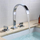 SaniteModar Waterfall Bathroom Faucet 3 Hole, Widespread Vanity Sink Faucet