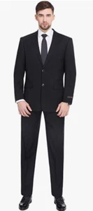 Pierre Loren Men's Suit Slim Fit Black 2 Piece 36S 30W Notch Lapel 2 Button - Picture 1 of 4
