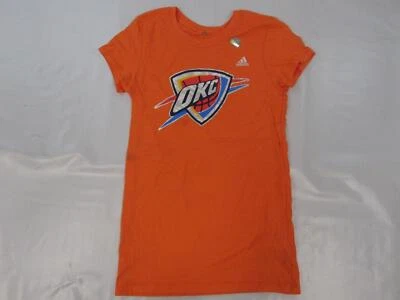 New-Minor-Hole OKC Oklahoma City Thunder Womens Size S Small Adidas Orange Shirt - Image 1 of 4