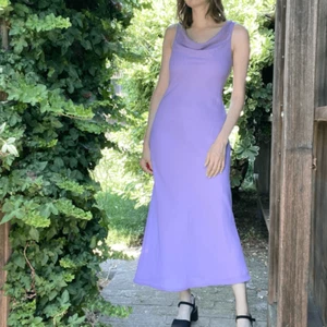 Vintage 90’s Lavender Purple Beaded Draped Neckline Maxi Formal Dress Size S - Picture 1 of 12