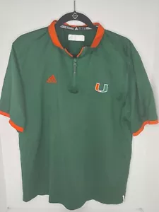 Adidas Miami Hurricanes 1/4 Reißverschluss vorne grün SS Sportshirt NCAA Herren groß - Bild 1 von 7