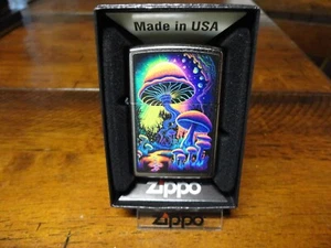 MAGIC MUSHROOMS PSYCHEDELIC ZIPPO LIGHTER MINT IN BOX - Picture 1 of 3