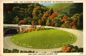 "The Loop-Over" Great Smoky Mountains National Park Tennessee Linen Postcard F1 - Picture 1 of 2