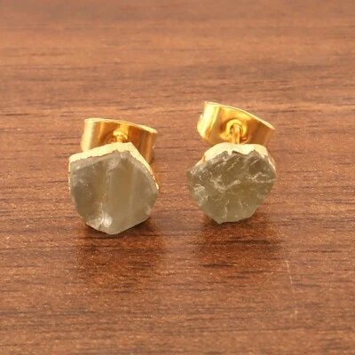 Brinco presente pedra do nascimento março aparência cru água-marinha empurrar para trás - Imagem 1 de 3