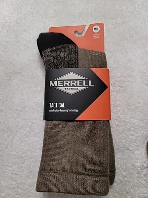 Merrell Tactical Crew Socks Mens Size M/L Tan/Black drirelease Freshguard Cyote - Image 1 of 2