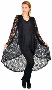Dare2bStylish Women Plus Size High Low Open Front Lace Duster Cardigan Jacket - Picture 1 of 13