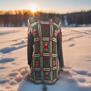 Crossings Christmas Sweater Tacky Tapestry Knit Santa Holiday Winter Tree Small - Picture 1 of 8