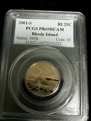 2001 S Proof Washington Statehood Quarter - PCGS PR69 DCAM - Rhode Island  - Image 1 of 2