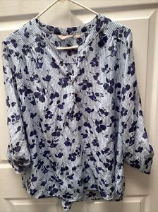 Blusa Mutli Color Floral Botón Parcial Coral Bay Mujer Plus 1X - Imagen 1 de 6