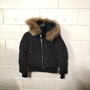 Mackage Romane Fur Trim Black Bomber UK Small - Picture 1 of 15