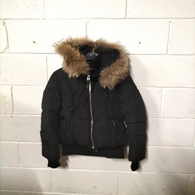 Mackage Romane Fur Trim Black Bomber UK Small - Image 1 of 4