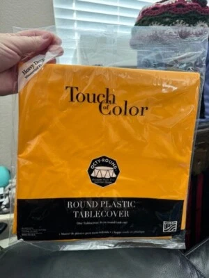 Cubierta de mesa de plástico redonda octo amarillo para autobús escolar toque de color 82" ¡Nueva! Foto 1 de 2