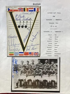 VICTORY CUP FINAL 1946 :RARE RANGERS 3V HIBERNIAN 1 SIGNED BY 10 RANGERS PLAYERS - Picture 1 of 1