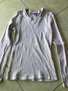 Vintage GAP Ribbed Long Sleeve Shirt V-Neck Pullover Pink Mauve Large - Picture 1 of 5