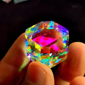Topazio mistico taglio cubo colore arcobaleno naturale certificato 100 ct pietra preziosa sfusa - Foto 1 di 9