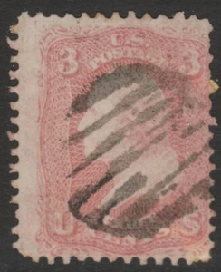 Scott #65 Used 3 Cent Rose 1861-62 Fancy Cancel 65SP14-15 - Picture 1 of 2