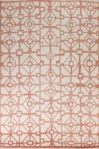 Geometric Modern Gabbeh Oriental Area Rug Hand-knotted Ivory Wool 8'x10' Carpet - Picture 1 of 12