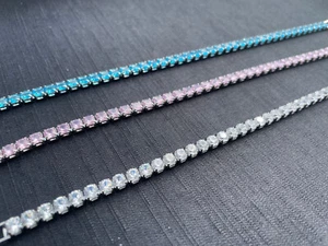 925 Silver Plated 4mm Tennis Bracelet Cubic Zircon Crystal Fashion Woman Girl UK - Picture 1 of 7
