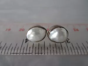 ALTER VINTAGE MASSIV STERLINGSILBER ECHTE NATÜRLICHE WEISSE PERLE BRAUT OHRSTECKER - Bild 1 von 10