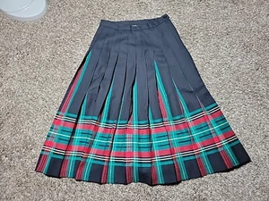 Pendleton Vintage 90s Skirt Womens 10 Plaid 100% Virgin Wool Black - Picture 1 of 8