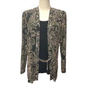 R&M Richards Petite 1-Piece Velvet Tank Top with Gold Embroidered Jacket Sz 10P - Picture 1 of 11