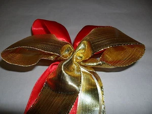  Deko Schleifen - Rot, Gold - Weihnachtsschleife - Adventskranz - Geschenke Baum - Bild 1 von 2