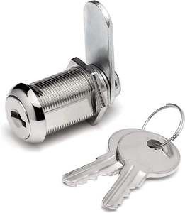 Disc Tumbler Cam Lock with 1 1/8" Cylinder and Chrome Finish, Keyed Alike - Picture 1 of 12