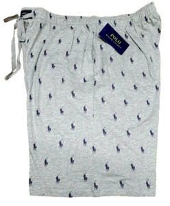 Polo Ralph Lauren Lounge Shorts Pants 1XT Gray Blue Pajama Cotton Allover Pony - Picture 1 of 6