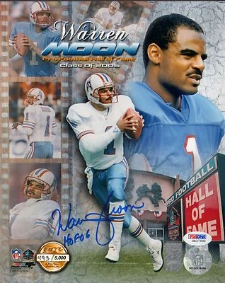 Warren Moon Signed Oilers 8x10 Photo PSA/DNA COA Hall of Fame Picture Autograph - Image 1 of 4