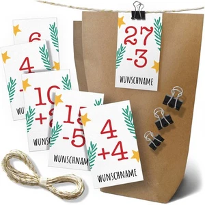 Adventskalender Bastelset personalisiert – 24 Tüten, Kärtchen, Klammern & Kordel - Bild 1 von 9