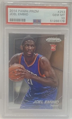 2014 Panini Prizm #253 Joel Embiid Philadelphia 76ers RC Rookie PSA 10 GEM MINT - Image 1 of 2