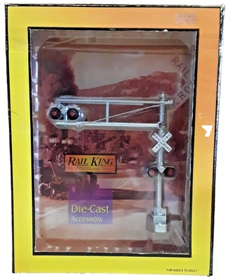 MTH/Rail King Scale Operating RR Crossing Signal 30-11006 Silver & Black (AA-358 - Image 1 of 4