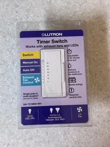 Lutron Timer Light Switch Single Pole/Multi-location White MA-T51MNH-WH Bathroom - Picture 1 of 2