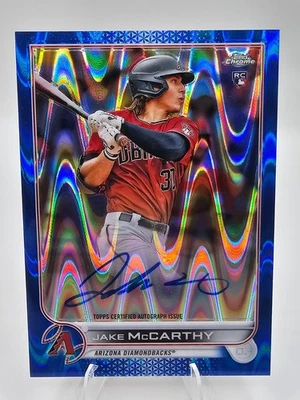 2022 Topps Chrome Jake McCarthy RC BLUE RayWave Auto /150 Rookie Arizona D-Backs - Image 1 of 2
