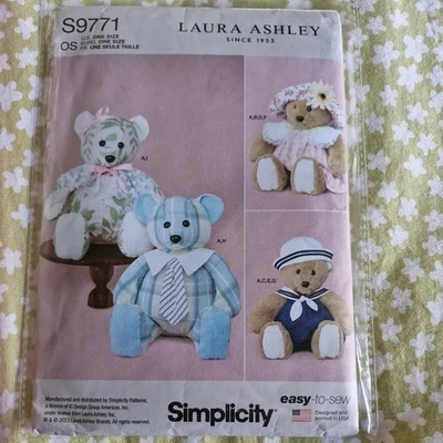 Simplicity Sewing Pattern S9771 PLUSH BEAR WITH CLOTHES AND HATS BY LAURA ASHLEY - Image 1 of 3