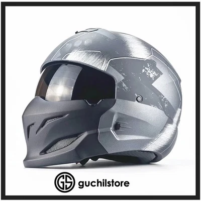 Retro Harley Scorpion Black Samurai Helmet - Combination Full & Half Helmet — 第 1/4 张图片