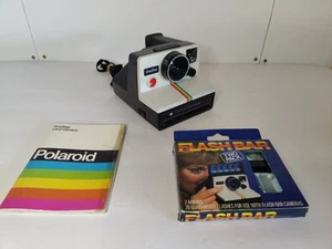 Vintage Polaroid One Step Rainbow Instant SX-70 Camera - Strap, FlashBar, Manual - Picture 1 of 14
