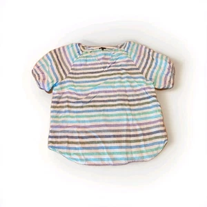 Tahari Top Shirt Damen XL Streifen Leinen kastig Kurzarm Strand leicht - Bild 1 von 5