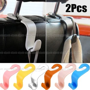 2Pcs Car Seat Hook Rear Interior Hanging Bag Holder Storage Bag Wallet Clothes - Foto 1 di 16