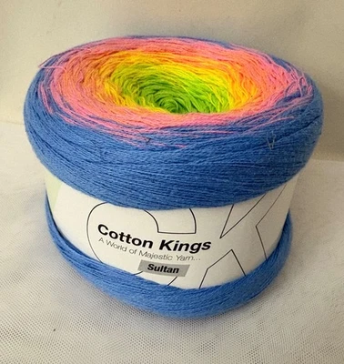 Cotton Kings SULTAN Yarn 100% Cotton JELLY OPAL #43 Super Fine 200g 874yds Cake - Image 1 of 4